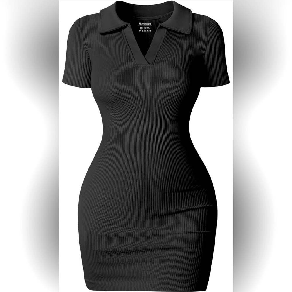 Black Ribbed Mini Dress